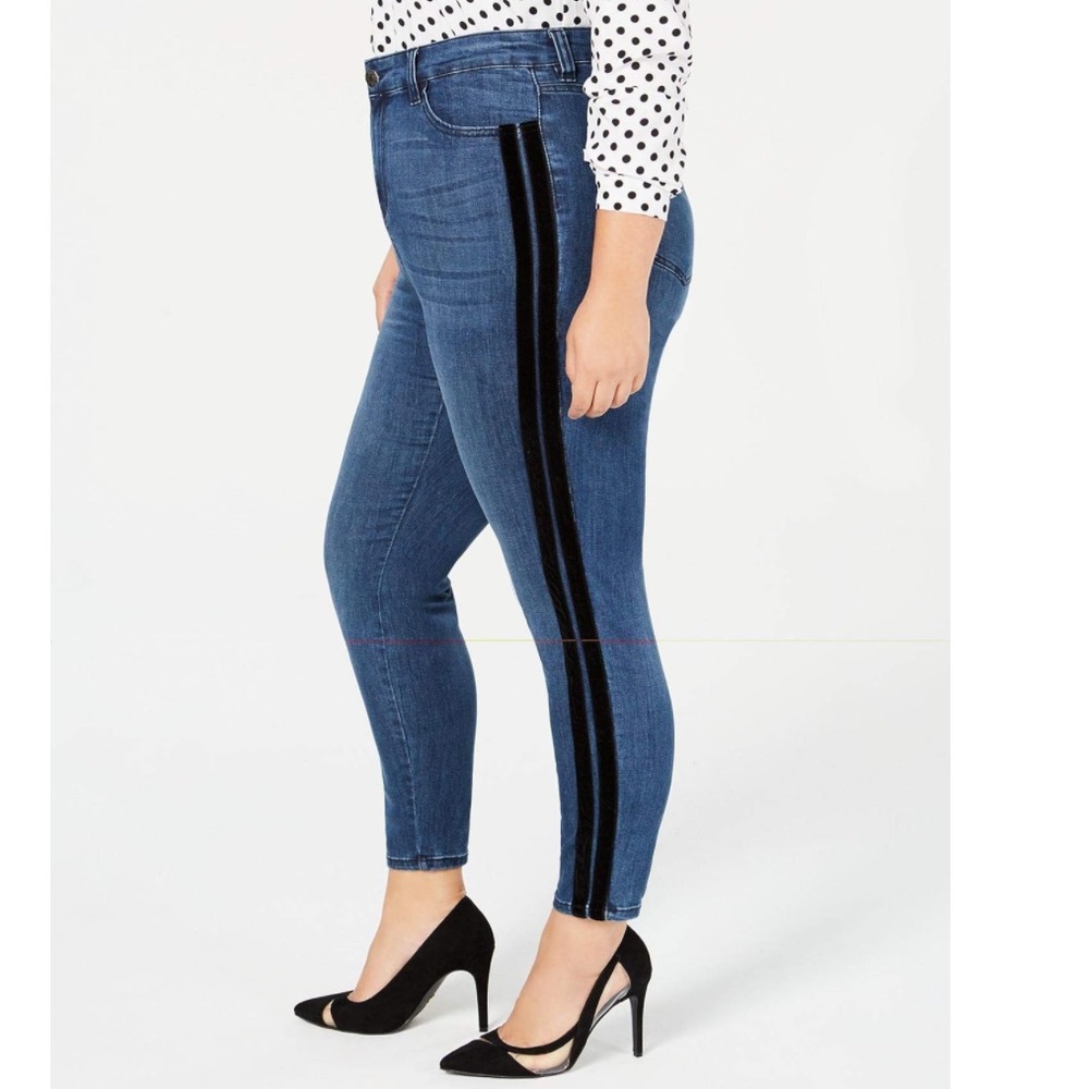 Celebrity Pink High Rise Skinny Ankle Jean with Black Velvet Stripes Size 20